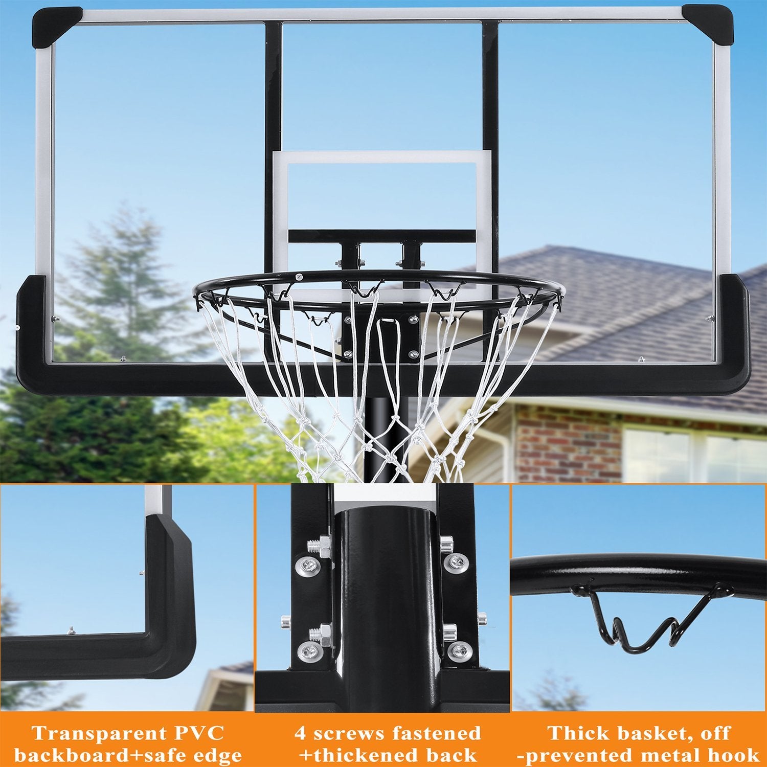 Load image into Gallery viewer, MaxKare Portable Basketball Hoop &amp; Goal Basketball System Basketball Equipment Height Adjustable 7ft Gin-10ft with 44 Inch Backboard and Wheels for Youth Kids Indoor Outdoor - NAIPO

