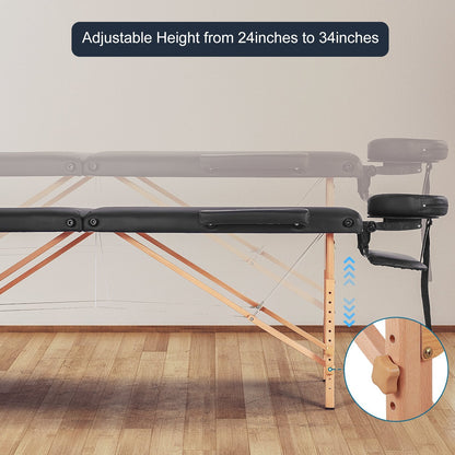 MaxKare Portable Massage Table with 2 Fold Wooden - NAIPO