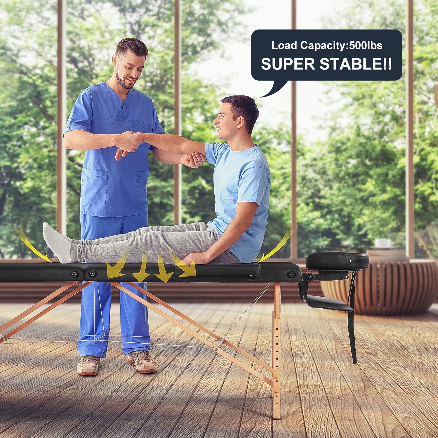 MaxKare Portable Massage Table with 2 Fold Wooden - NAIPO