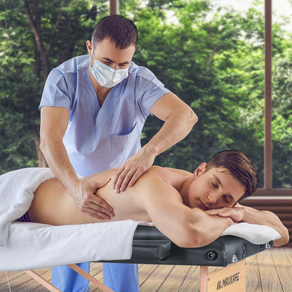MaxKare Portable Massage Table with 2 Fold Wooden - NAIPO