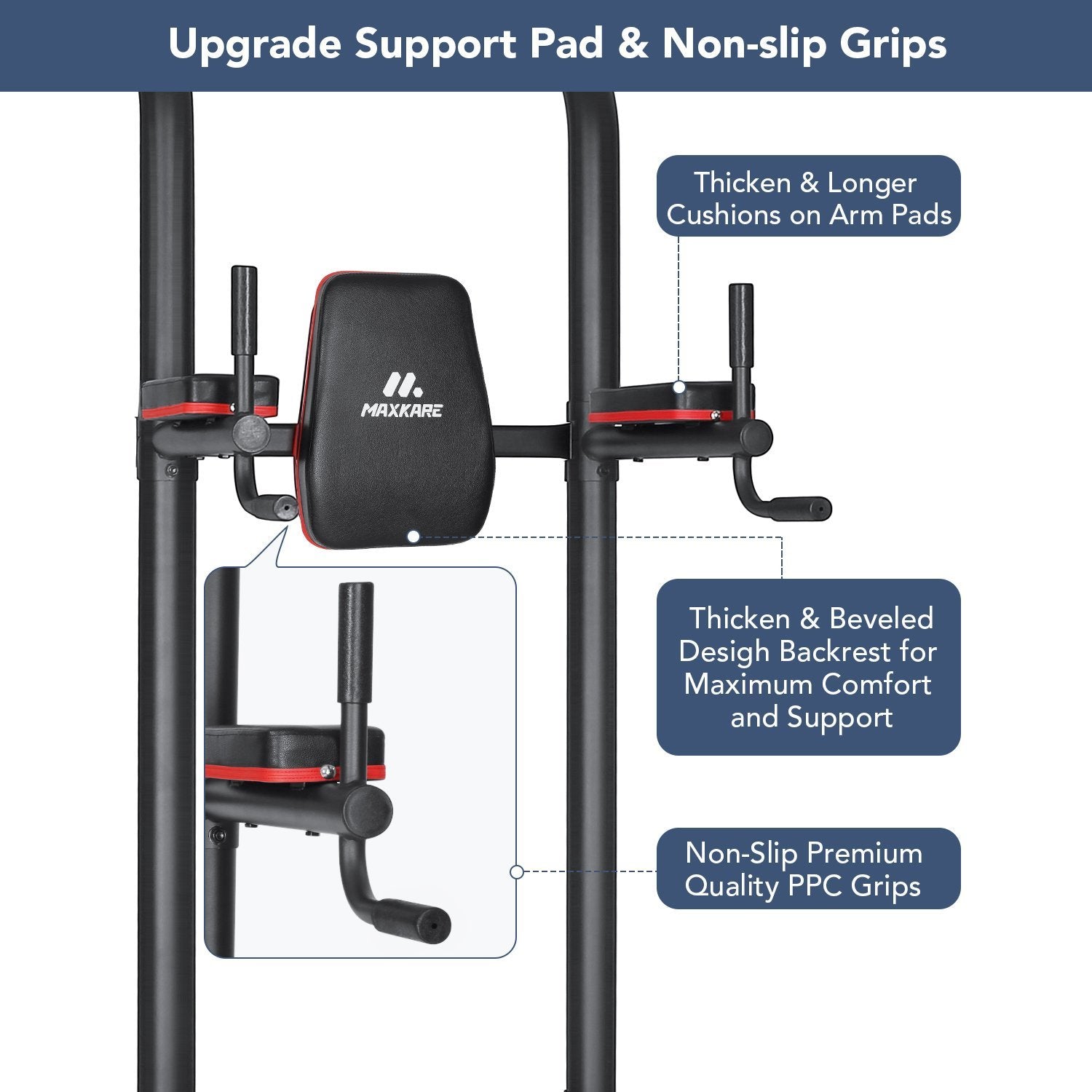 Load image into Gallery viewer, MaxKare Power Tower Pull Up Bar Dip Station Strength Training Workout Equipment for Professional Home Gym with 420 Lbs Capacity - NAIPO
