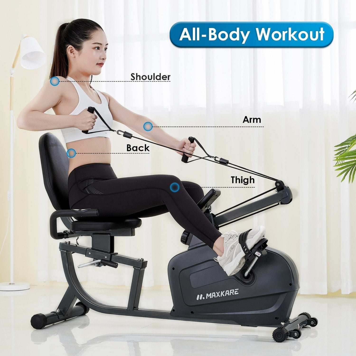 Magnetic Exercise Maxkare Exercise Bike Stationary Foldable