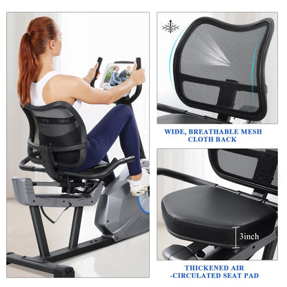 MaxKare Recumbent Exercise Bike Stationary Magnetic Resistance 8 Levels Adjustable Static Indoor Cycling Bike with Large LCD Monitor & Ipad Holder for All Ages - NAIPO