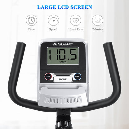 MaxKare Recumbent Exercise Bike Stationary Magnetic Resistance 8 Levels Adjustable Static Indoor Cycling Bike with Large LCD Monitor & Ipad Holder for All Ages - NAIPO