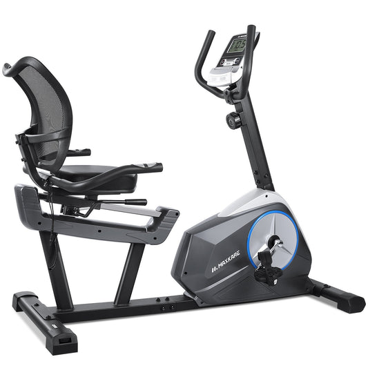 MaxKare Recumbent Exercise Bike Stationary Magnetic Resistance 8 Levels Adjustable Static Indoor Cycling Bike with Large LCD Monitor & Ipad Holder for All Ages - NAIPO
