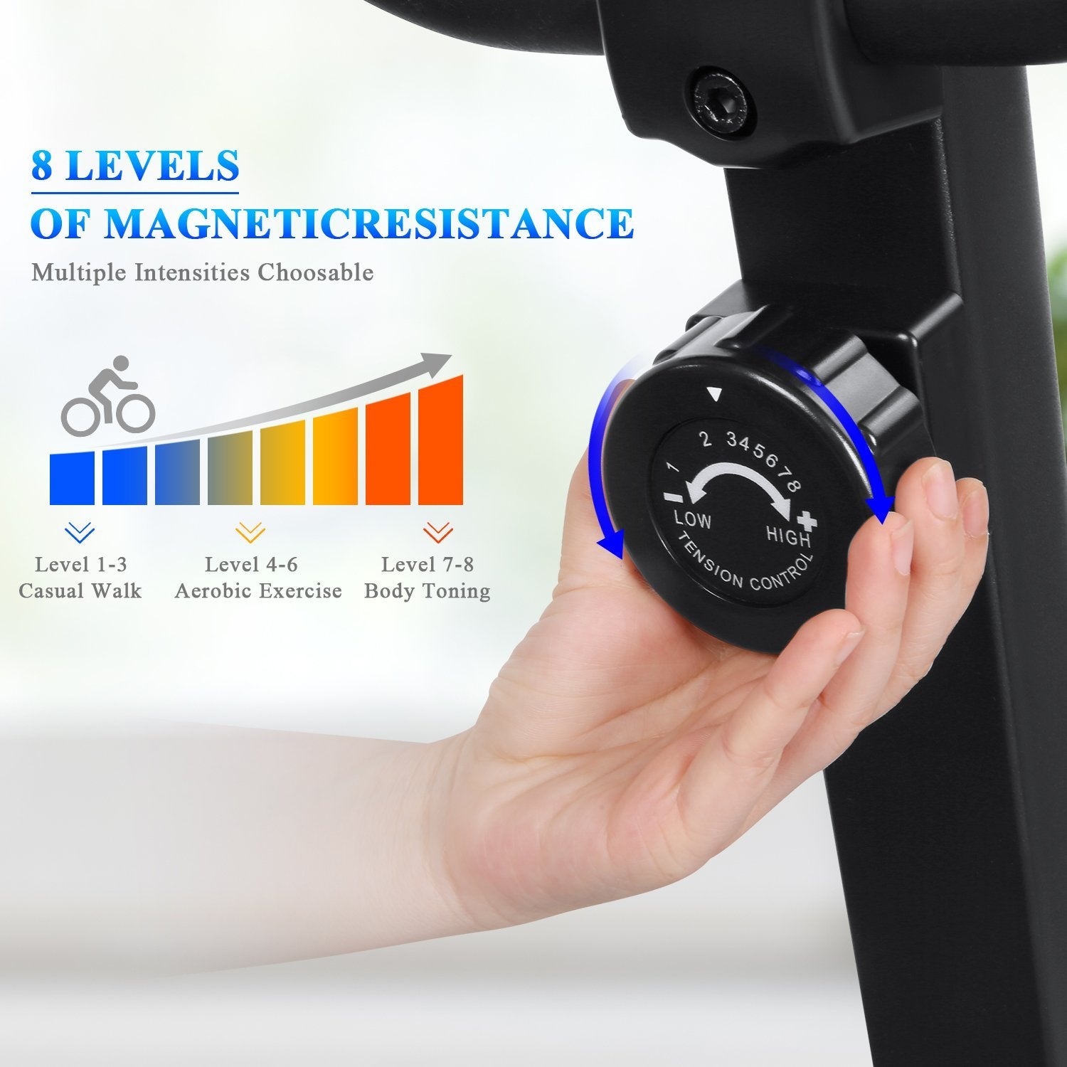 MaxKare Recumbent Exercise Bike Stationary Magnetic Resistance 8 Levels Adjustable Static Indoor Cycling Bike with Large LCD Monitor & Ipad Holder for All Ages - NAIPO