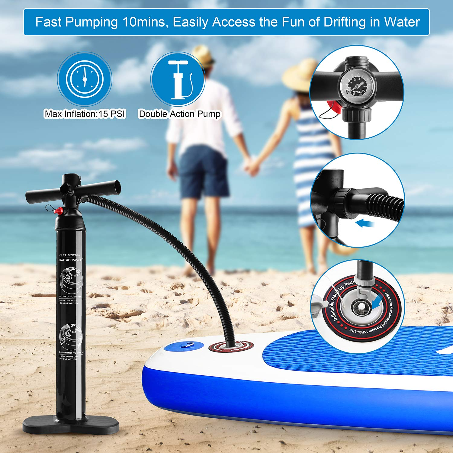 Load image into Gallery viewer, MaxKare Stand Up Paddle Board Inflatable SUP W Stand-up Paddle Board Accessories Backpack Paddle Leash Pump Non-Slip Deck ISUP Fishing Yoga Rigid Solid 10&#39;× 30&quot; ×6&#39;&#39; Thick Adult &amp; Youth &amp; Kid - NAIPO
