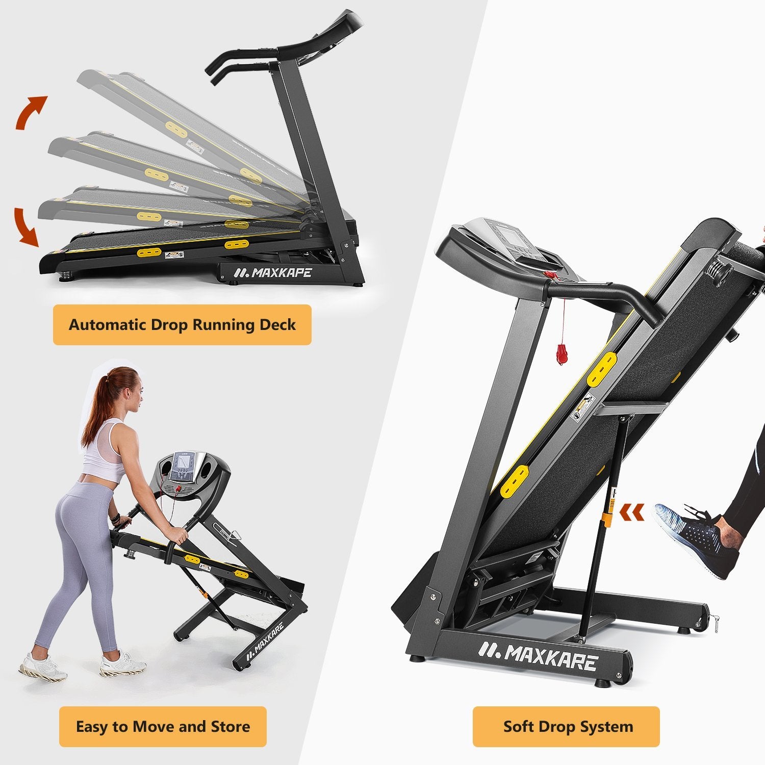 MaxKare Treadmill Auto Incline Folding Treadmill for Home with 12-Level Adjustment,15 Preset Training Programs on Large LCD Display and 2.5HP Power 8.5MHP Max Speed for Office Workout - NAIPO