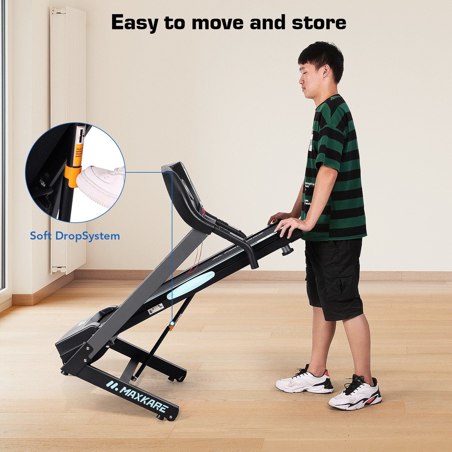 MaxKare Treadmill with 12% Auto Incline Folding Treadmill Running Machine 2.5 HP Power 8.5 MPH Speed with 15 Preset LCD Display for Home Use - NAIPO