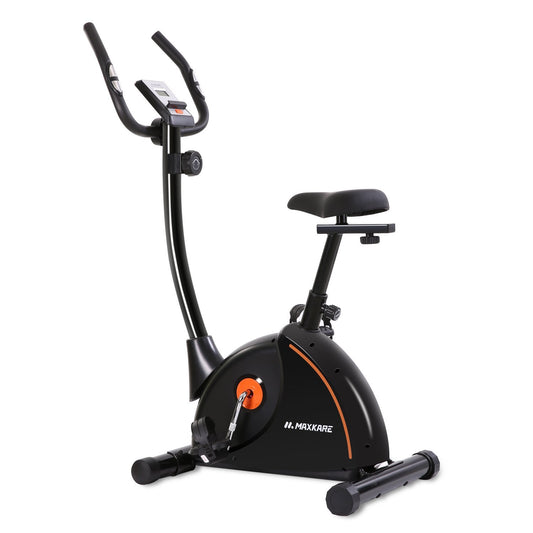 MaxKare Upright Exercise Bike Stationary Bike with Adjustable Cushion Seat and Magnetic Resistance Pulse Monitor Transport Wheels and Tablet Holder - NAIPO