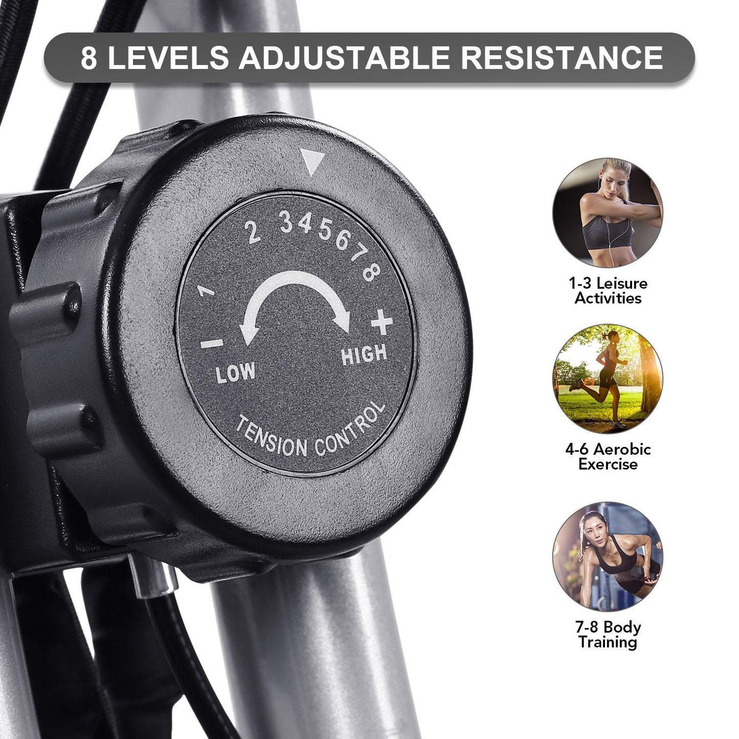 Maxkare Upright Folding Exercise Bike Stationary Recumbent Magnetic Indoor Cycling Bike with Arm Resistance Bands/Adjustable Resistance/LCD Monitor for Home Use - NAIPO
