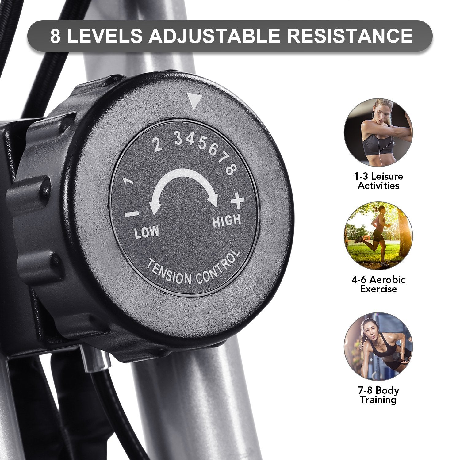 Maxkare Upright Folding Exercise Bike Stationary Recumbent Magnetic Indoor Cycling Bike with Arm Resistance Bands/Adjustable Resistance/LCD Monitor for Home Use - NAIPO