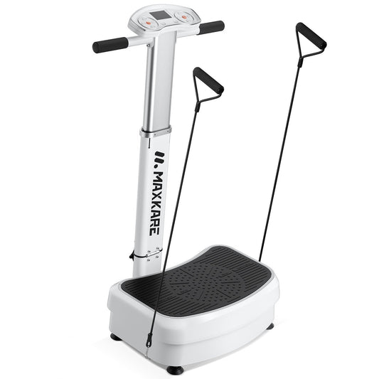 MaxKare Vibration Plate Exercise Machine Vibration Platform Machine with Adjustable Handle 2 Motor & Loop Bands for Weight Loss,Toning & Fitness Indoor/Outdoor Exercise Workout - NAIPO