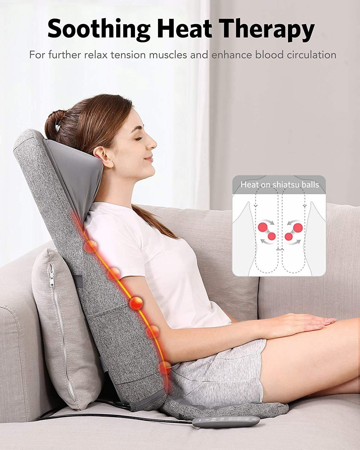 Naipo Back & Neck Shiatsu Massage Cushion Pad with Heat, Height Adjust –  MAXKARE