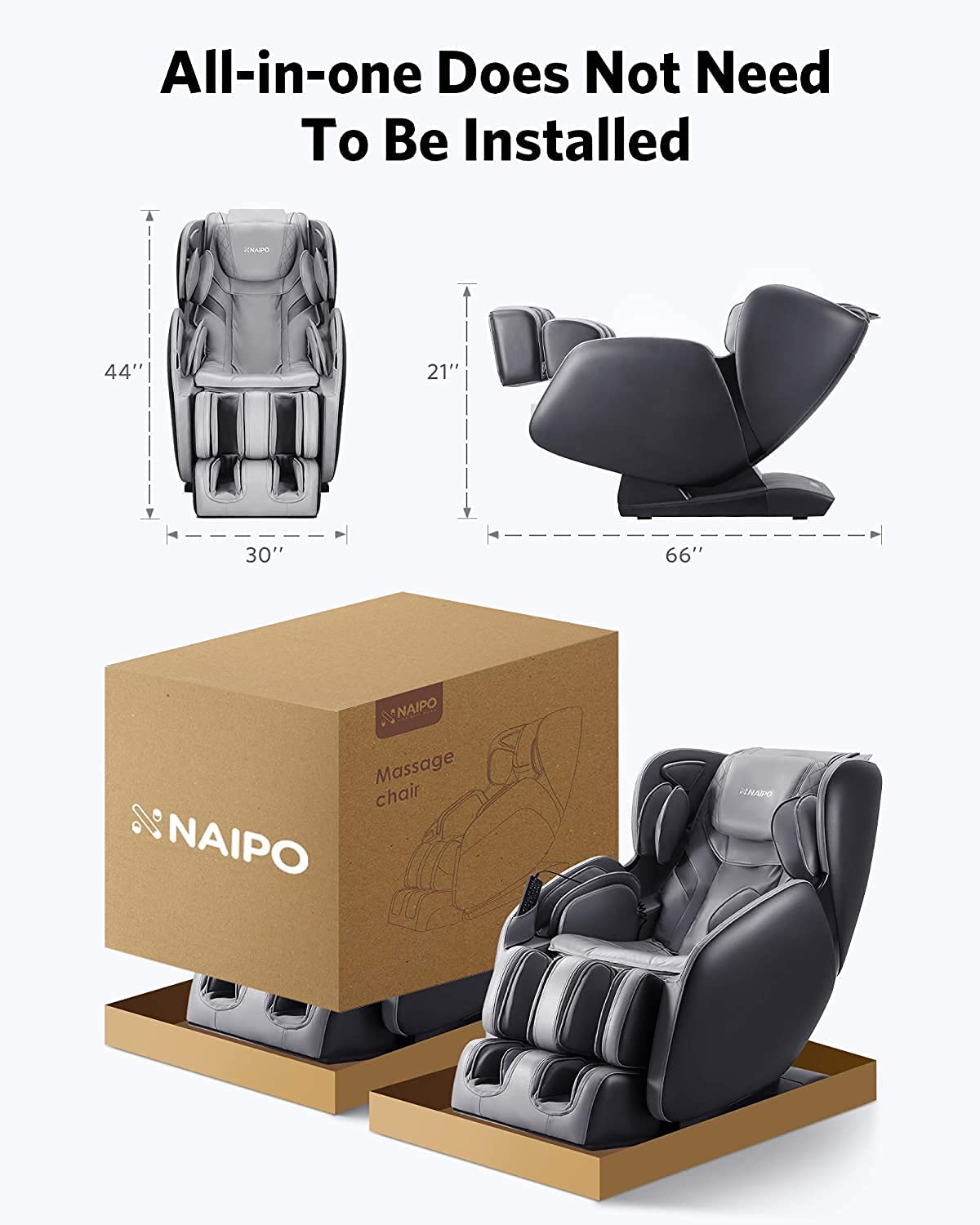 Load image into Gallery viewer, Naipo Massage Chair Recliner Zero Gravity Shiatsu Kneading Full Body Back Foot Roller Massager with Heat, SL Track Yoga Stretch Bluetooth Audio for Home and Office - NAIPO
