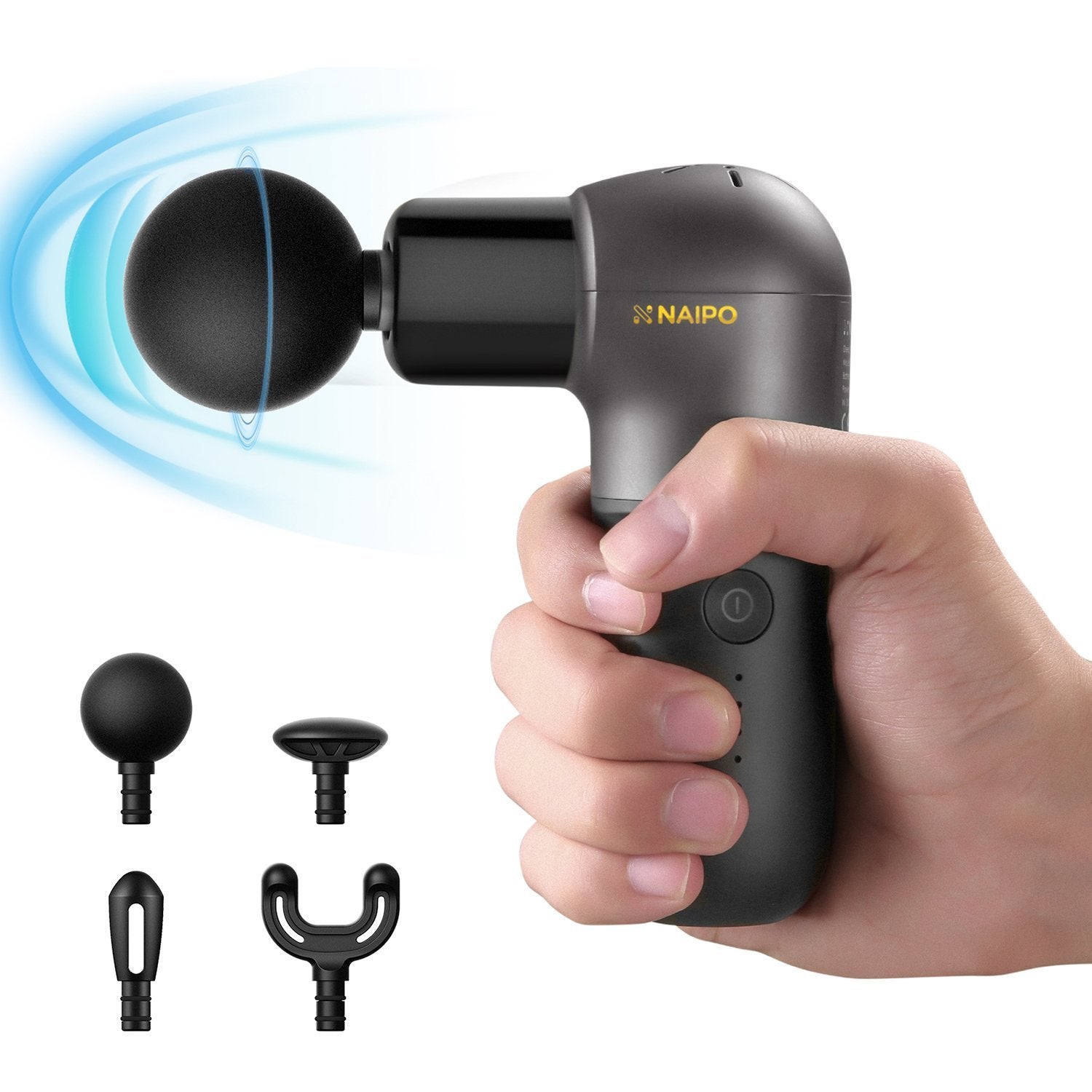 Load image into Gallery viewer, Naipo Mini Deep Tissue Percussion Massage Gun | Super Light and Portable, 5 Speeds, 4 Interchangeable Heads - NAIPO
