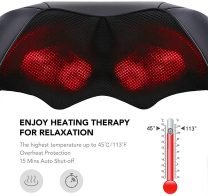 Naipo Shiatsu Back and Neck Massager with Heat 3D Deep Kneading Massage for Back, Shoulders, Foot, and Legs (Gray) - NAIPO