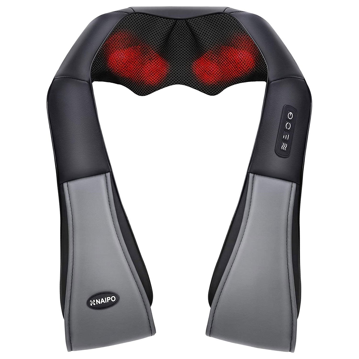 Naipo Shiatsu Back and Neck Massager with Heat 3D Deep Kneading Massage for Back, Shoulders, Foot, and Legs (Gray) - NAIPO