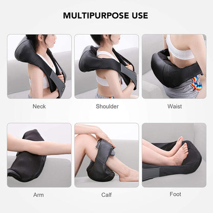 Naipo Shiatsu Back and Neck Massager with Heat 3D Deep Kneading Massage for Back, Shoulders, Foot, and Legs (Gray) - NAIPO