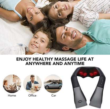 Naipo Shiatsu Back and Neck Massager with Heat 3D Deep Kneading Massage for Back, Shoulders, Foot, and Legs (Gray) - NAIPO