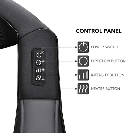 Naipo Shiatsu Back and Neck Massager with Heat 3D Deep Kneading Massage for Back, Shoulders, Foot, and Legs (Gray) - NAIPO