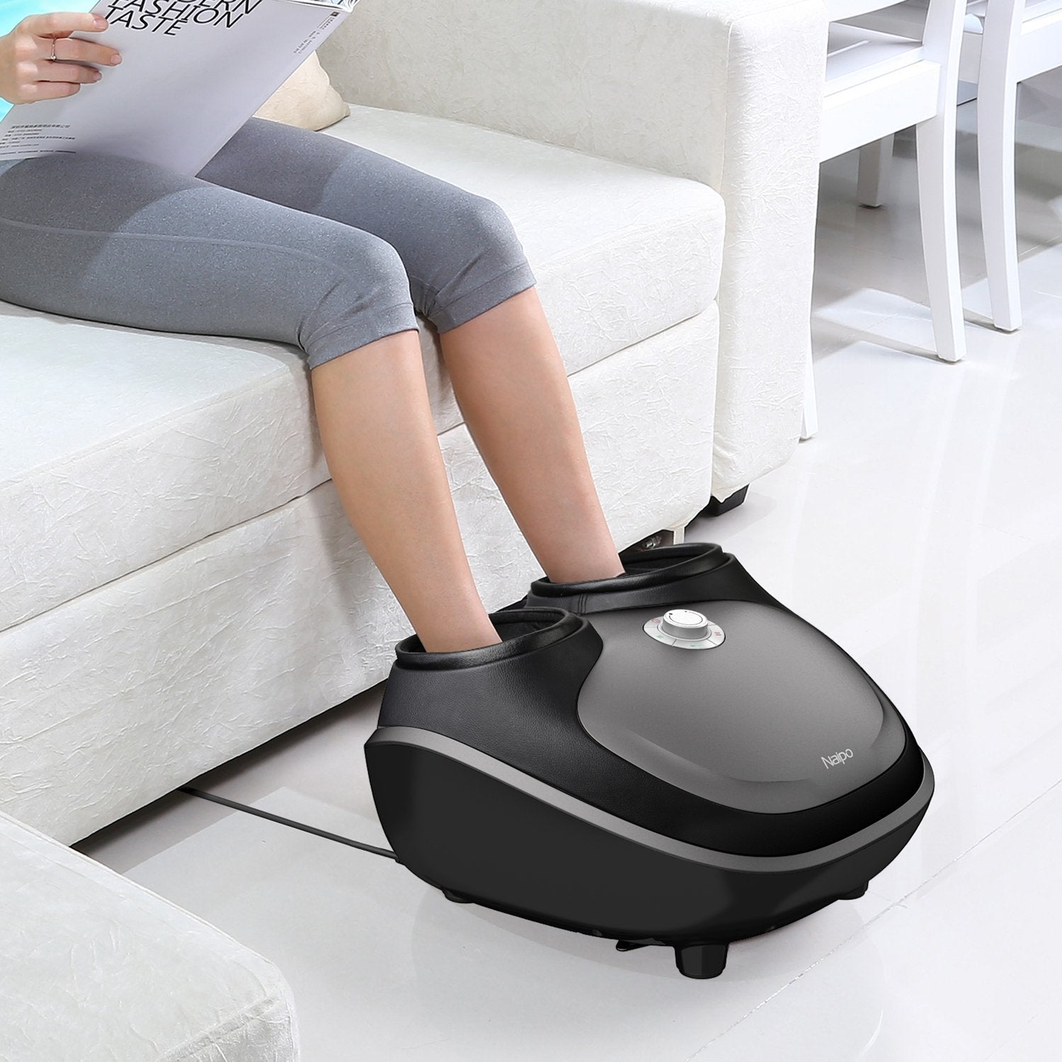 Naipo Shiatsu Foot Massager with Heat Tapping Rolling and Air Compression for Foot Massage - NAIPO