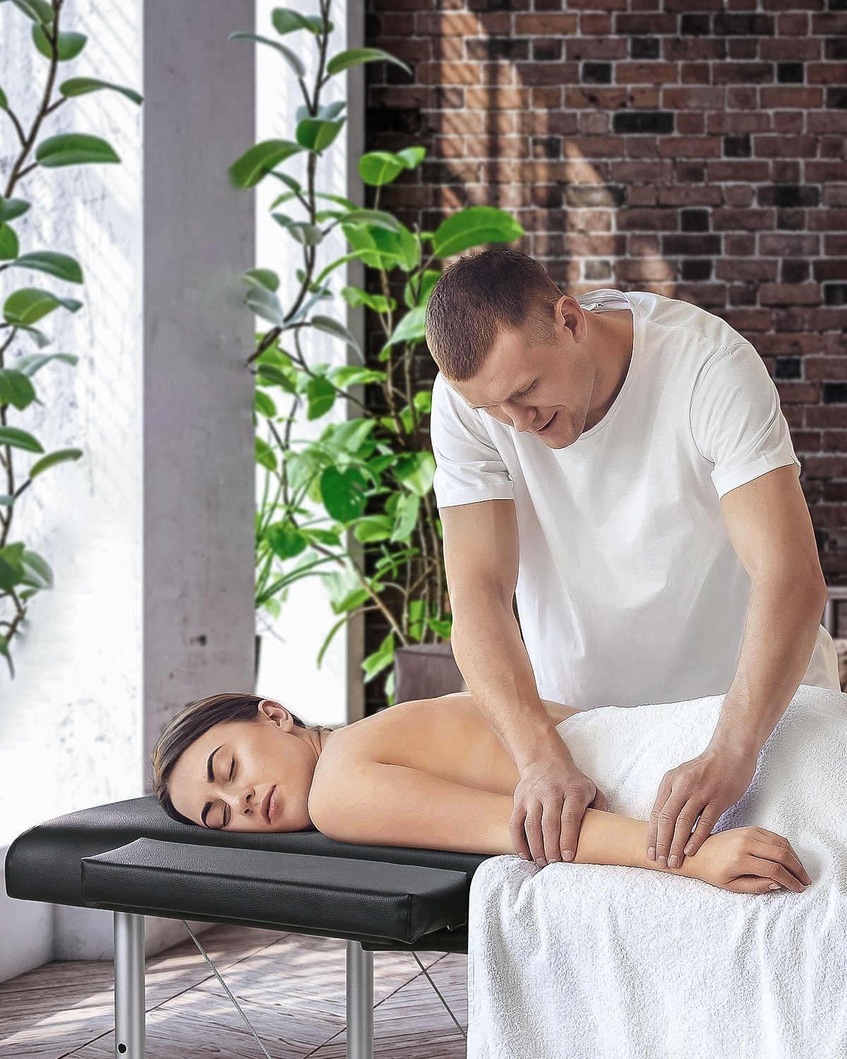 Portable Massage Table with 2 Fold Wooden - NAIPO