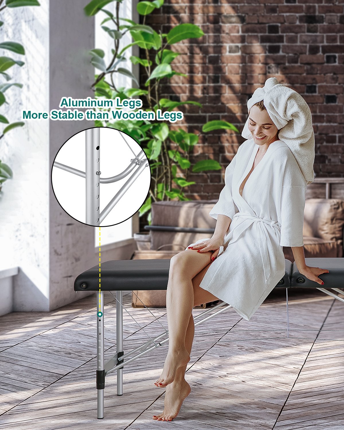 Portable Massage Table with 2 Fold Wooden - NAIPO