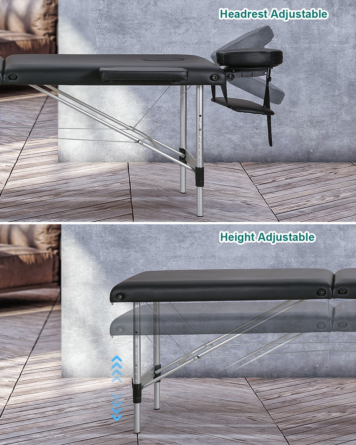 Portable Massage Table with 2 Fold Wooden - NAIPO
