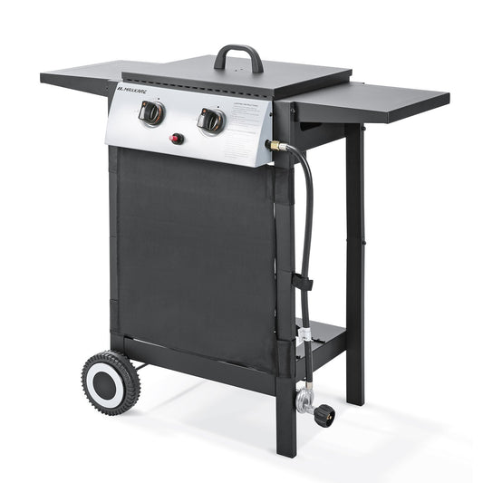 Propane Grill Outdoor Flat Top Gas Grill Griddle with 2 Burners for Outdoor Cooking and Camping - NAIPO