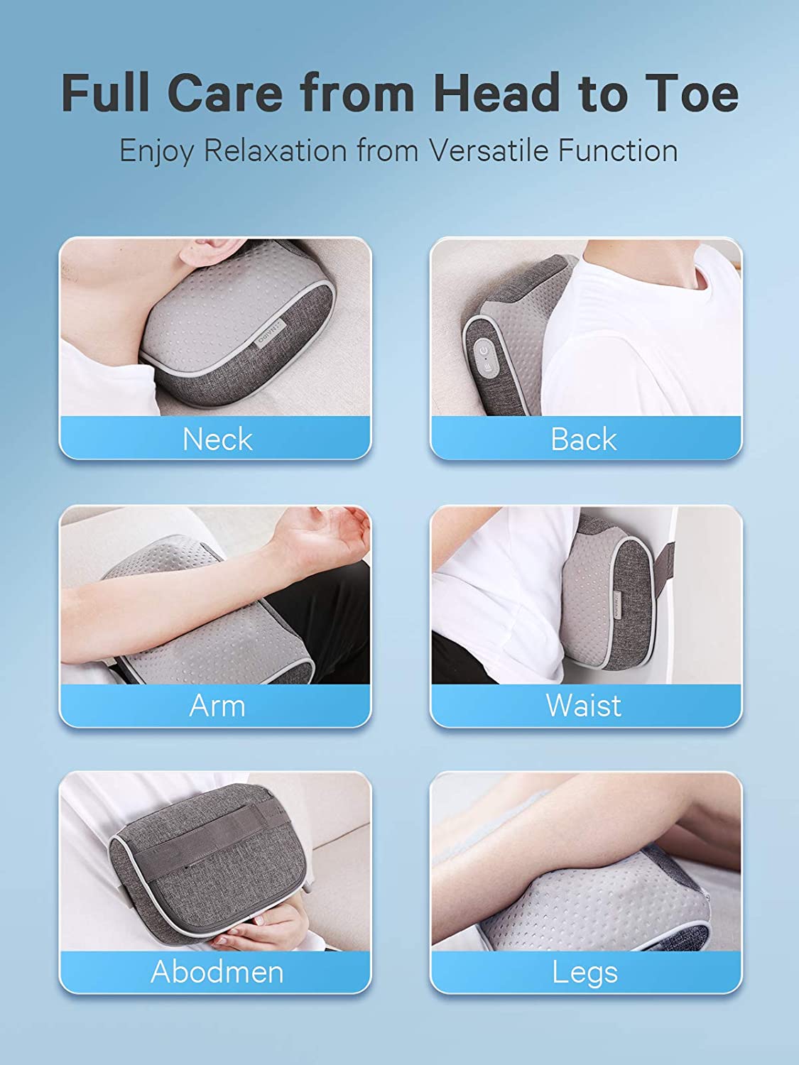 Shiatsu Massage Pillow with Heat, Naipo Electric Deep Kneading Back Neck Massager for Lower and Upper Back Shoulders Legs Foot Arms to Muscle Pain Relief Best Relaxation Gifts in Home Office and Car - NAIPO