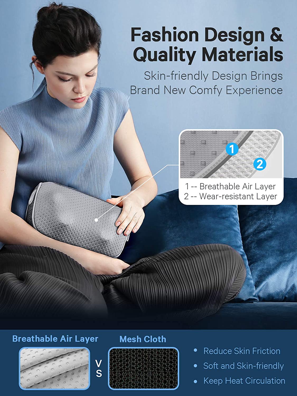 Shiatsu Massage Pillow with Heat, Naipo Electric Deep Kneading Back Neck Massager for Lower and Upper Back Shoulders Legs Foot Arms to Muscle Pain Relief Best Relaxation Gifts in Home Office and Car - NAIPO