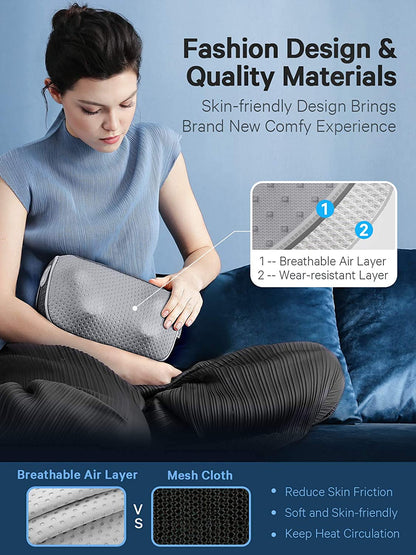 Shiatsu Massage Pillow with Heat, Naipo Electric Deep Kneading Back Neck Massager for Lower and Upper Back Shoulders Legs Foot Arms to Muscle Pain Relief Best Relaxation Gifts in Home Office and Car - NAIPO
