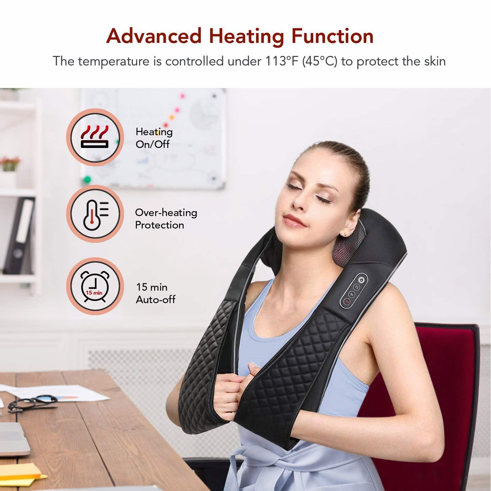 Shiatsu Neck Shoulder Massager Electric Back Massage with Heat – MAXKARE