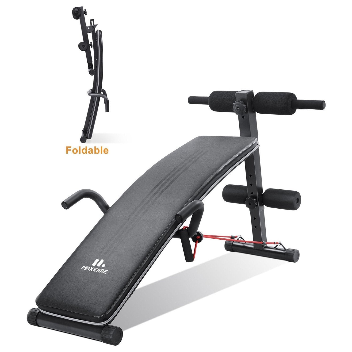 Sit Up Ab Bench Adjustable|MaxKare Foldable Slant Board for Sit-up Abdominal Exercise|Utility Workout Equipment Bench for Home Gym|Decline Recline Situp Benches - NAIPO