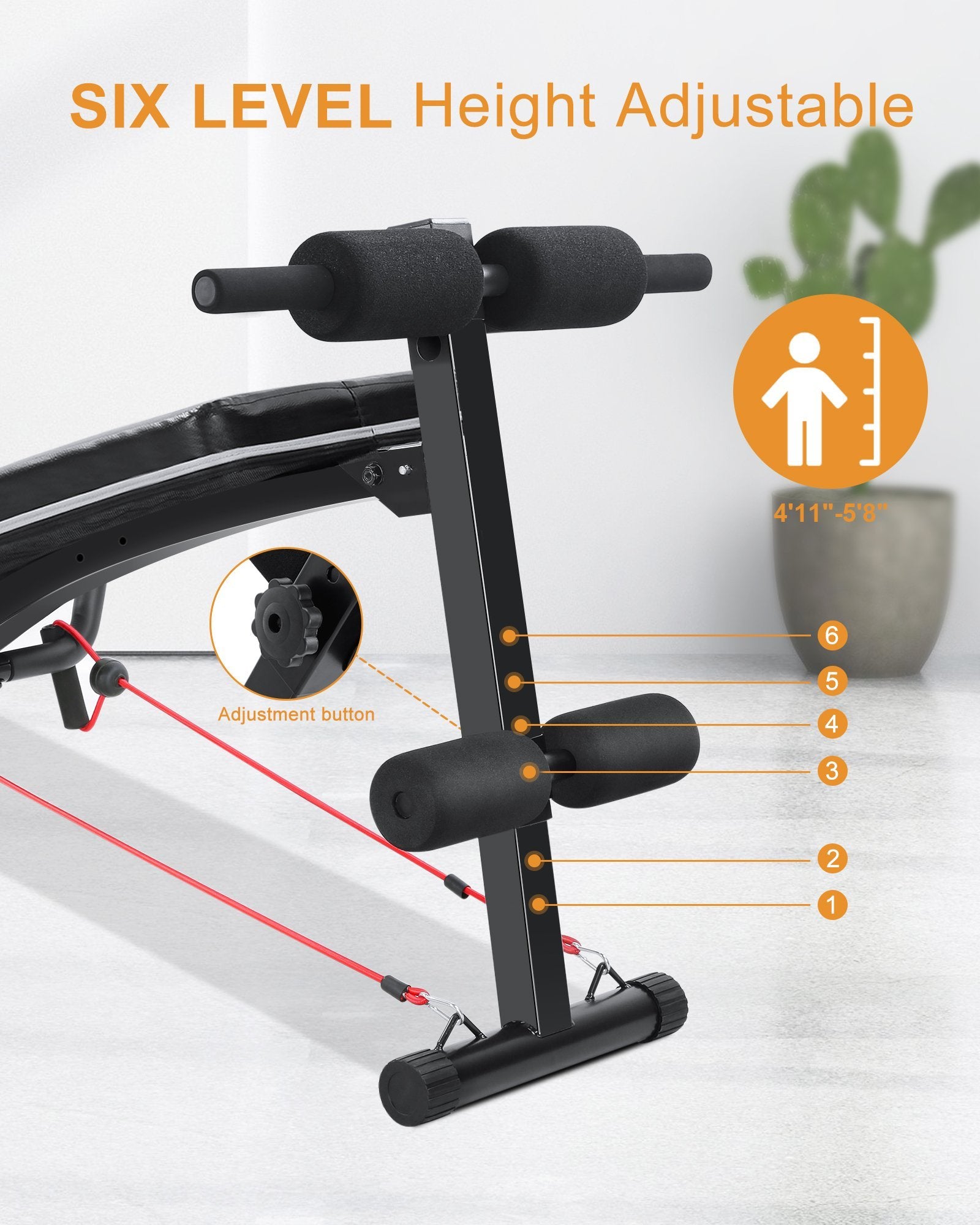 Sit Up Ab Bench Adjustable|MaxKare Foldable Slant Board for Sit-up Abdominal Exercise|Utility Workout Equipment Bench for Home Gym|Decline Recline Situp Benches - NAIPO