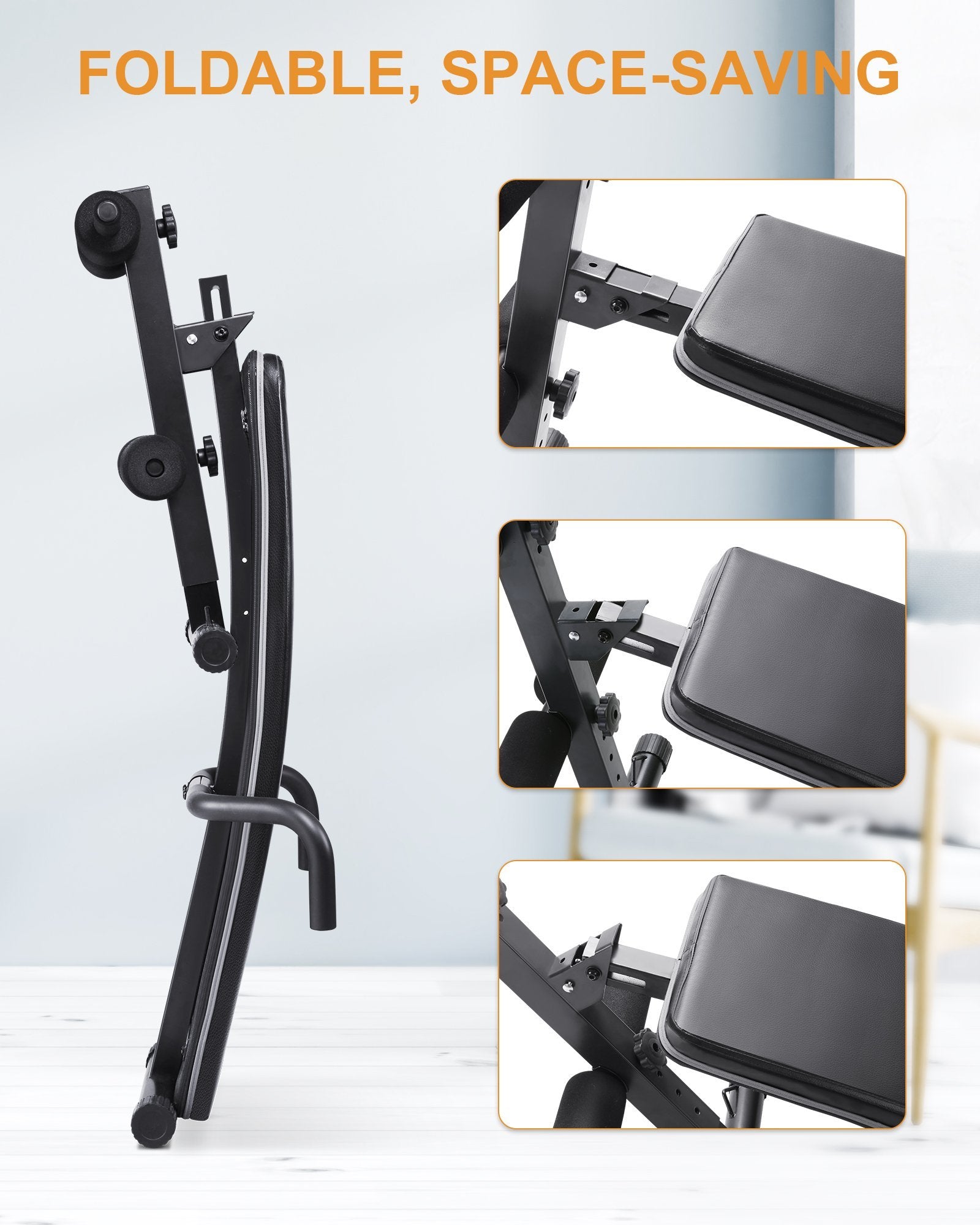 Sit Up Ab Bench Adjustable|MaxKare Foldable Slant Board for Sit-up Abdominal Exercise|Utility Workout Equipment Bench for Home Gym|Decline Recline Situp Benches - NAIPO