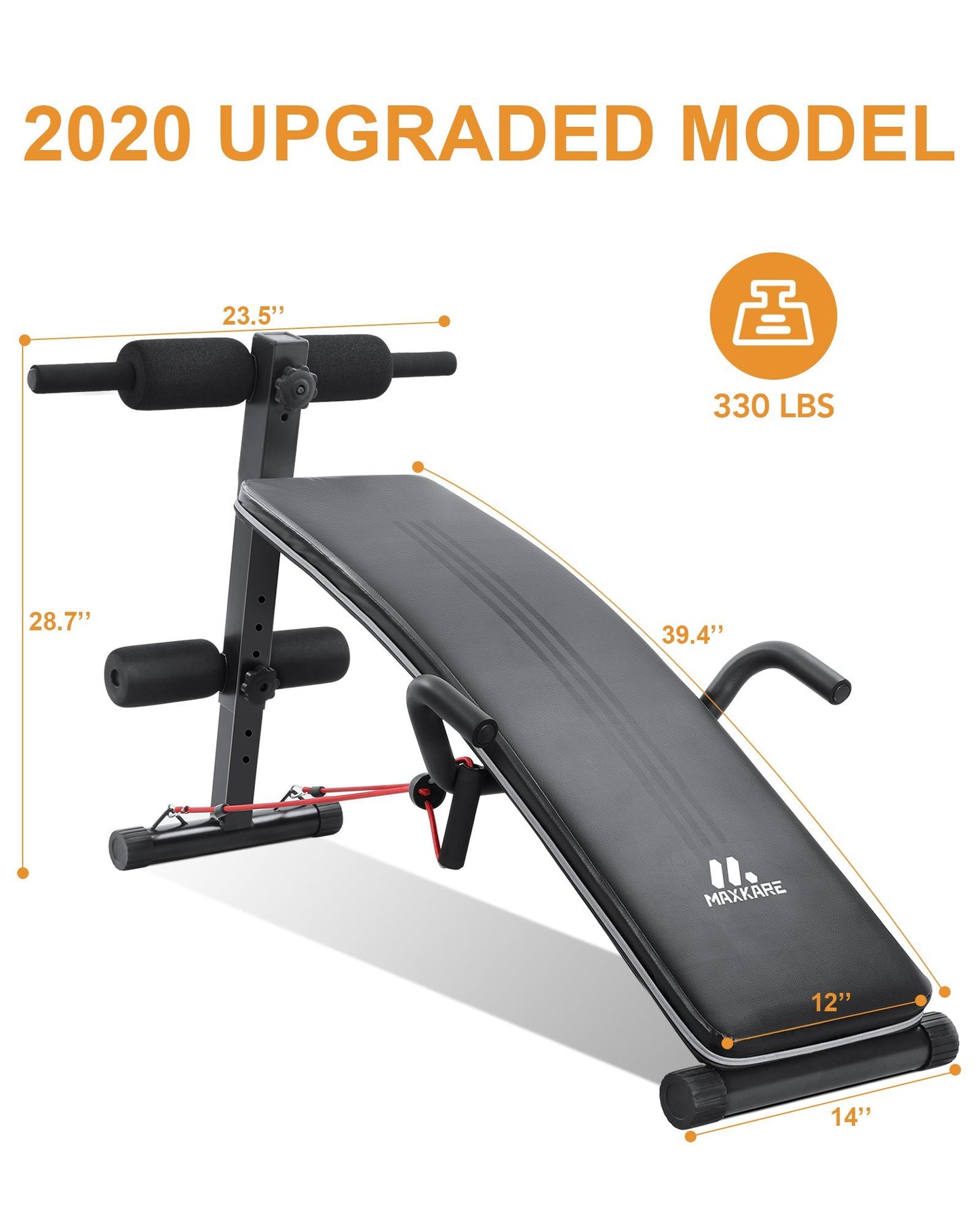 Sit Up Ab Bench Adjustable|MaxKare Foldable Slant Board for Sit-up Abdominal Exercise|Utility Workout Equipment Bench for Home Gym|Decline Recline Situp Benches - NAIPO