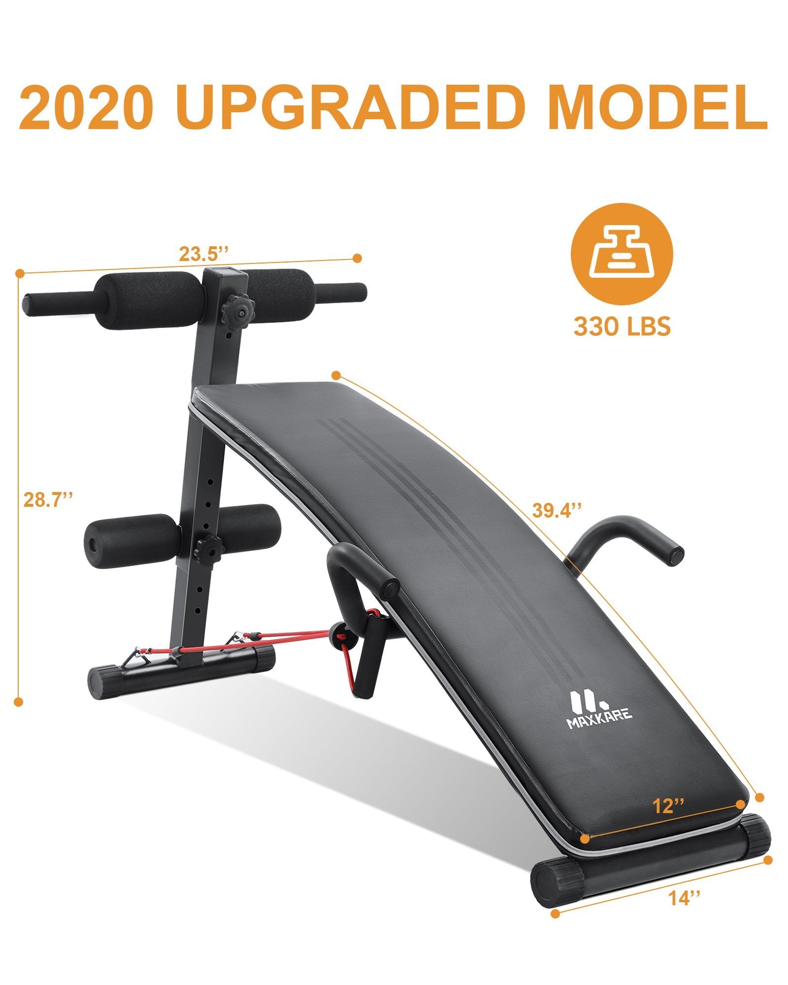 Sit Up Ab Bench Adjustable|MaxKare Foldable Slant Board for Sit-up Abdominal Exercise|Utility Workout Equipment Bench for Home Gym|Decline Recline Situp Benches - NAIPO