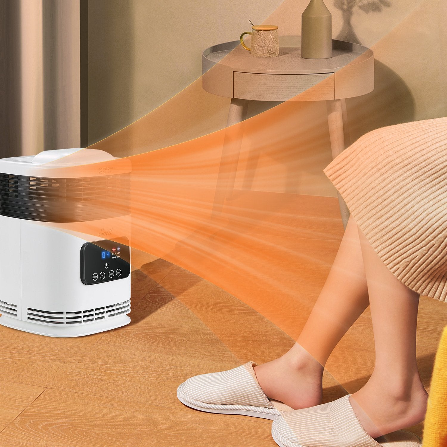 Space Heater, Electric Portable Fan Heater, 1500W, Fast Heating with Remote Control, 3 Heating Modes, Adujstable Thermostat & 1-12Hrs Timer, Tip-Over & Lock Protection Indoor Use Home Office Bathroom - NAIPO