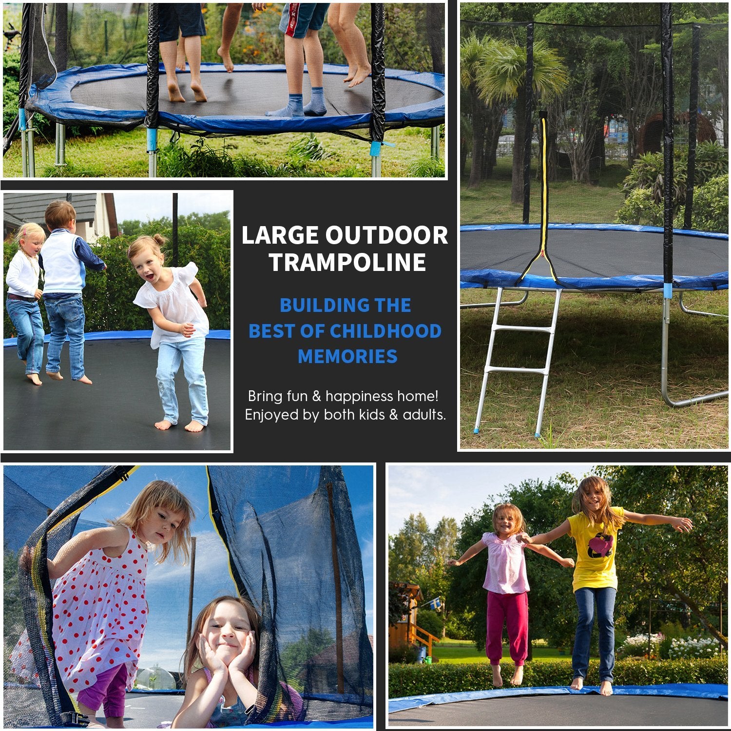 Load image into Gallery viewer, Trampoline 12ft for Kids Adults, Recreational Trampoline with Safety Enclosure &amp; Ladder, 64 Galvanized Springs for Outdoor Backyard, 400 LBS Capacity - NAIPO
