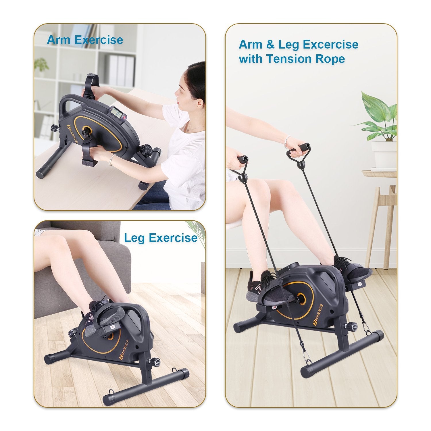 Load image into Gallery viewer, under desk bike pedal exerciser mini exercise bike stationary bikes static bike seated magnetic resistance portable machine arm foot leg therapy seniors elderly home sitting indoor small office workout best cheap gift for parents - NAIPO
