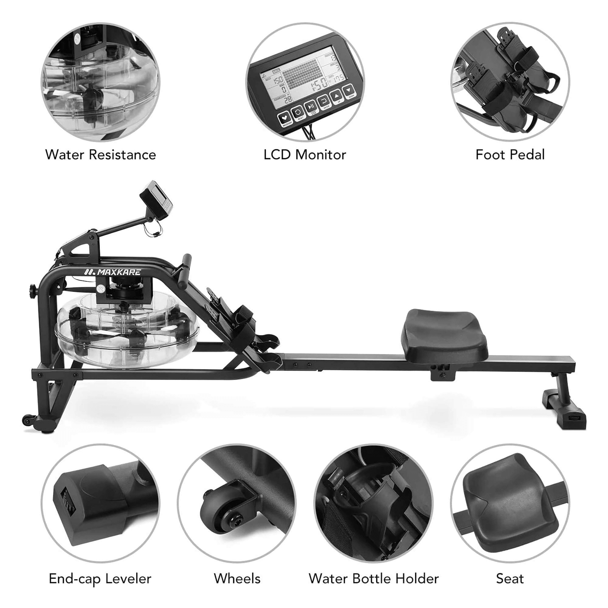 Load image into Gallery viewer, Water Rower Rowing Machine Foldable Water Resistance Row Machine - NAIPO
